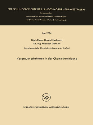 cover image of Vergrauungsfaktoren in der Chemischreinigung